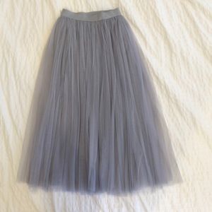 Blue grey tulle midi skirt